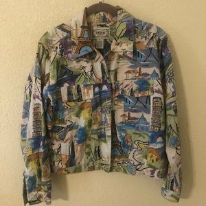 Funky Button Down Womens Shirt European Pattern